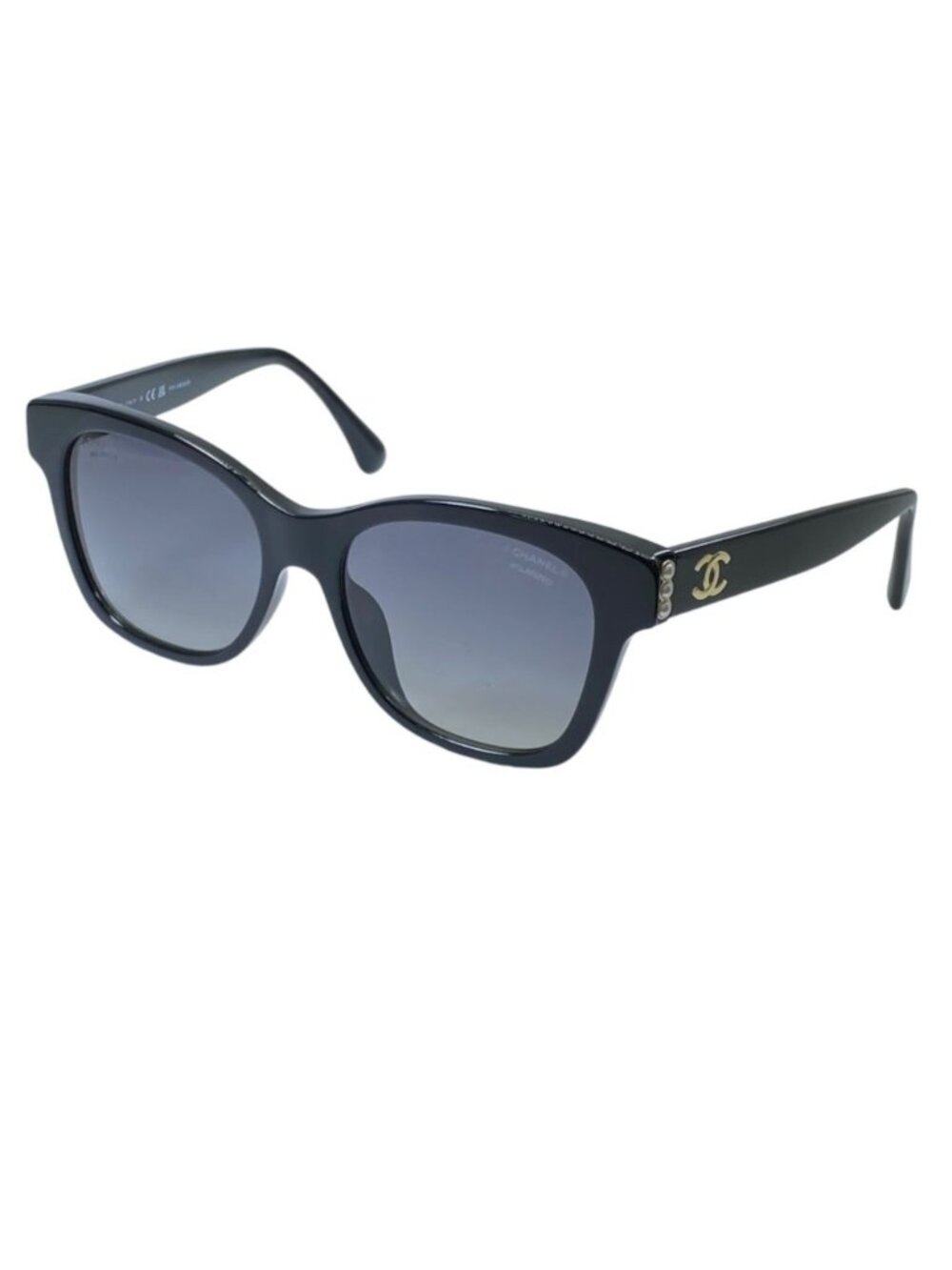 Chanel Sunglasses Eyewear CC Logo Pearl Square Frame Acetate Black